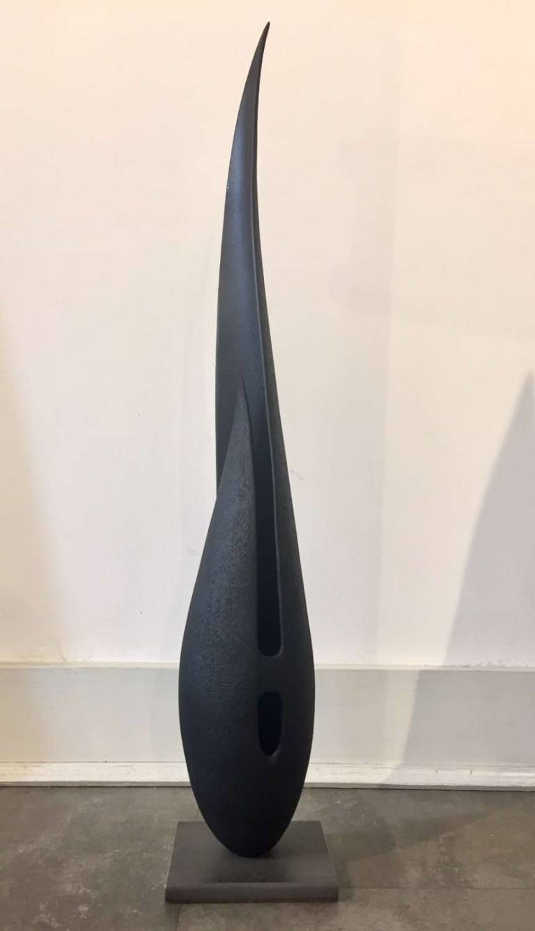 Large Coagulated Flame Black/steel plinth AB96 - Adrian Bates