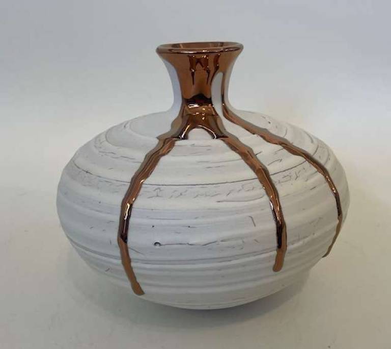 Alex McCarthy - Crackle textured vase with copper lustre