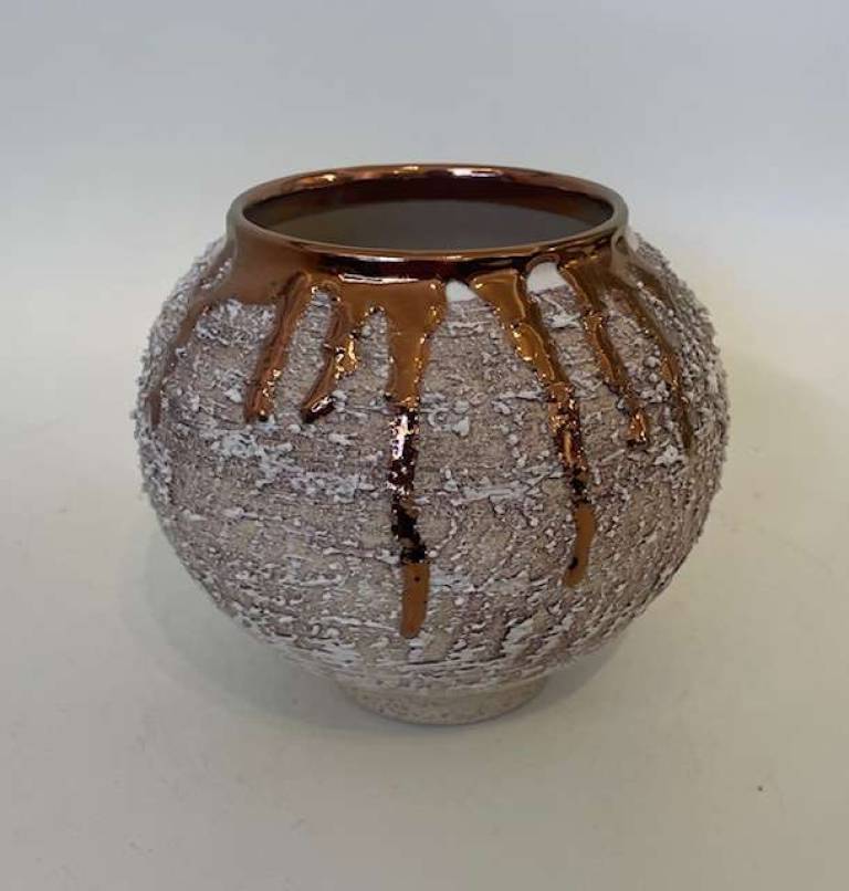 Alex McCarthy - Textured Moon Jar with Copper Lustre