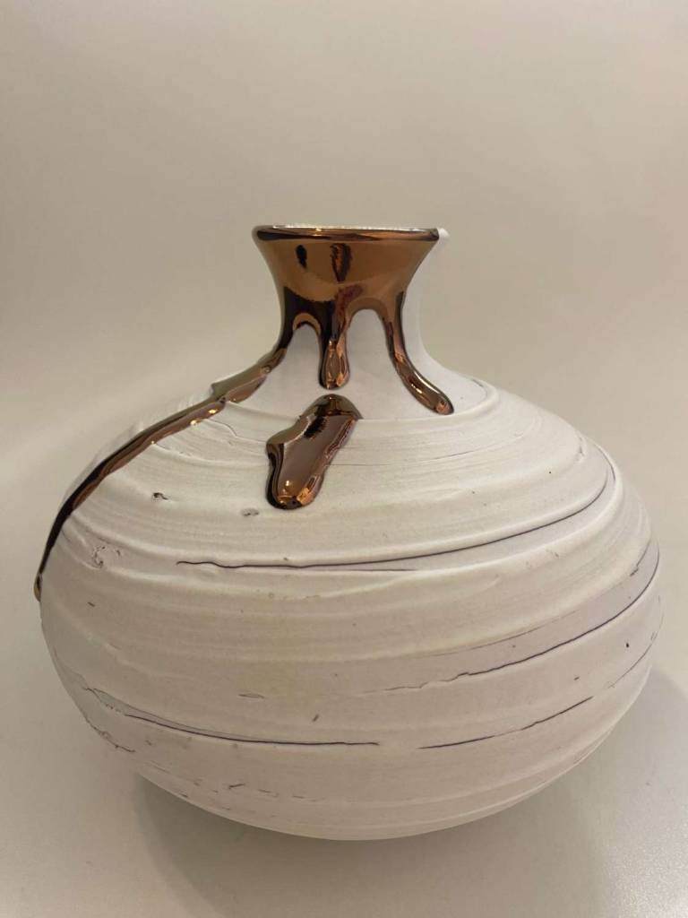 Crackle Textured Vase with Copper Lustre - Alex McCarthy