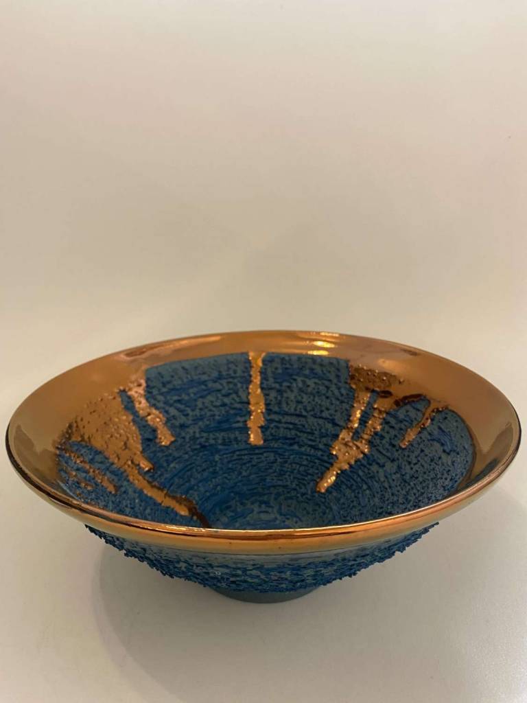 Emerald textured Dish with copper lustre - Alex McCarthy