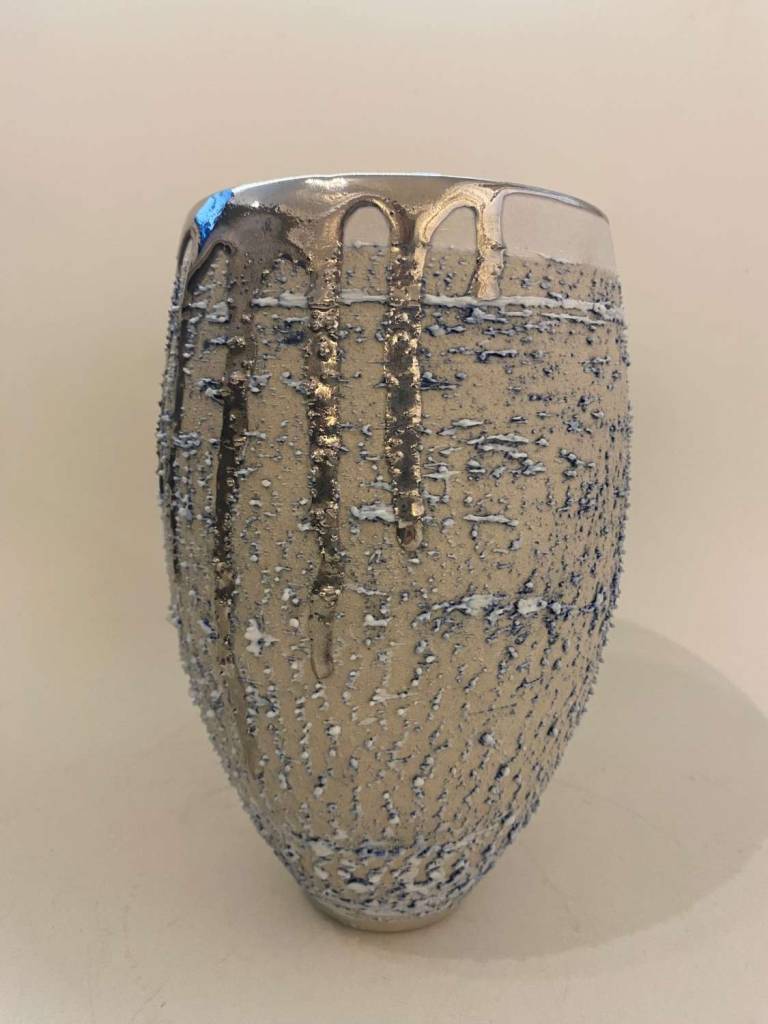 Textured Vase with Platinum Lustre Interior - Alex McCarthy