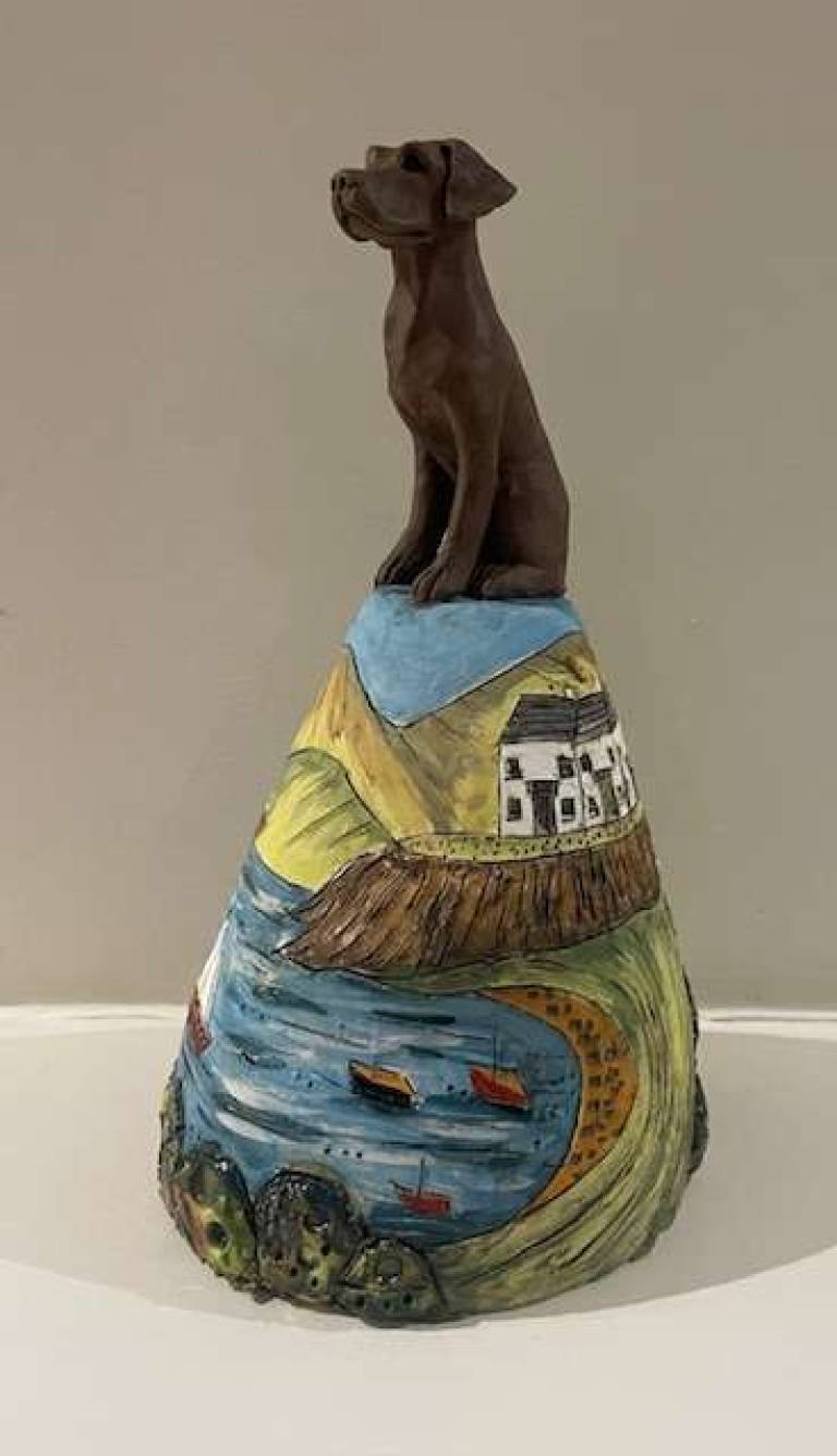 Chocolate Lab on a Medium Hill - Cummings Studio