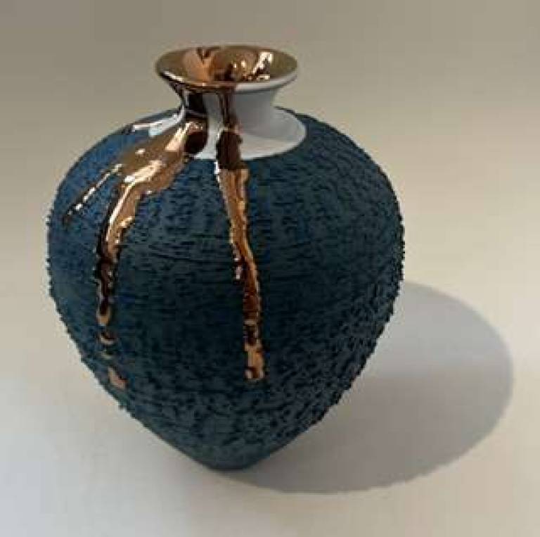 Emerald Textured vase with copper lustre - Alex McCarthy