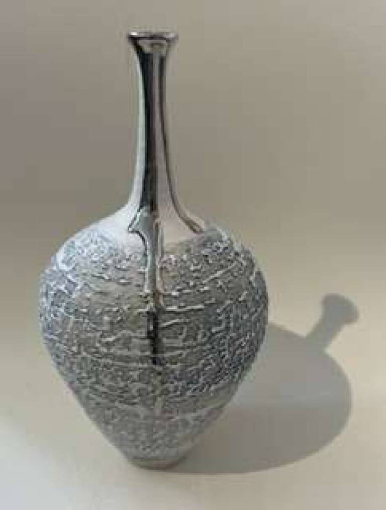Textured Long Neck vase with Platinum - Alex McCarthy