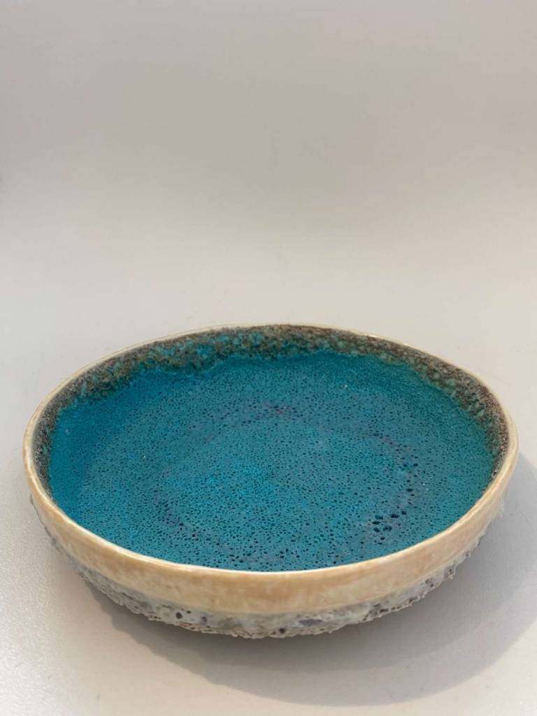 Hilary La Force - Flat Tea Bowl Turquoise Volcanic
