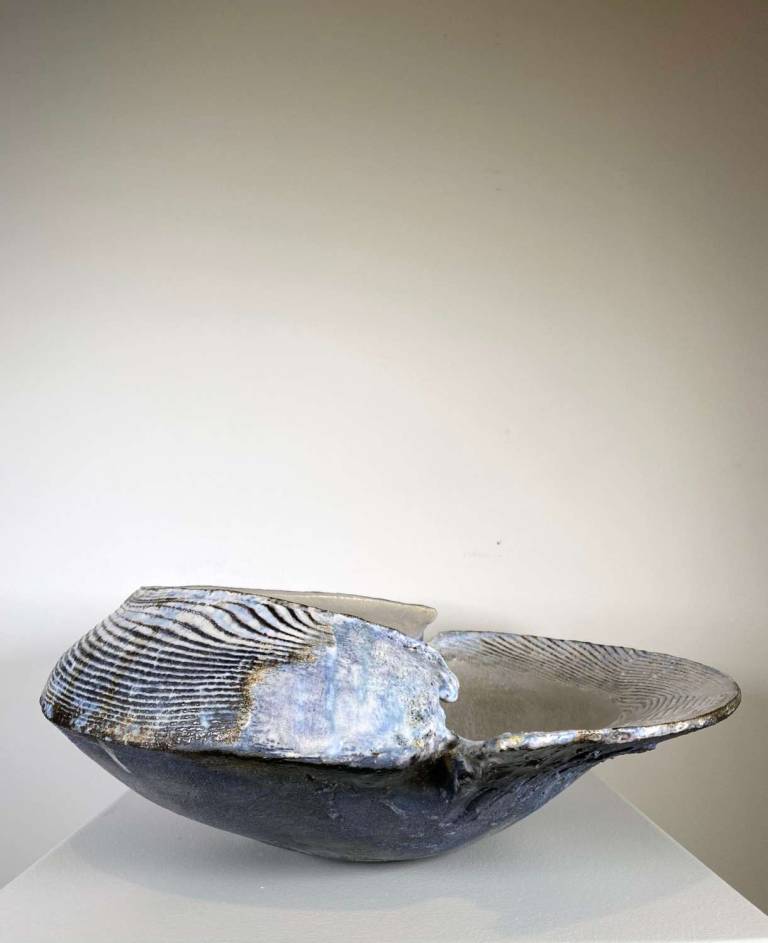 Shell Form, Torn Edge with Dark Blue Lines - Adela Powell