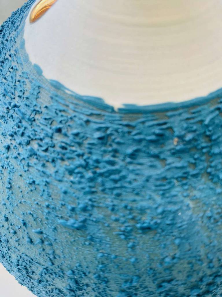 Long Neck Textured Teal Vase with Copper Lustre - Alex McCarthy