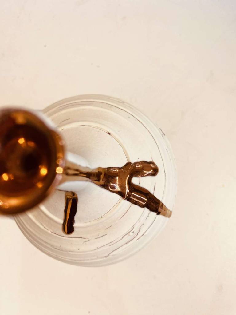 Crackle textured Long Necked vase with copper lustre - Alex McCarthy