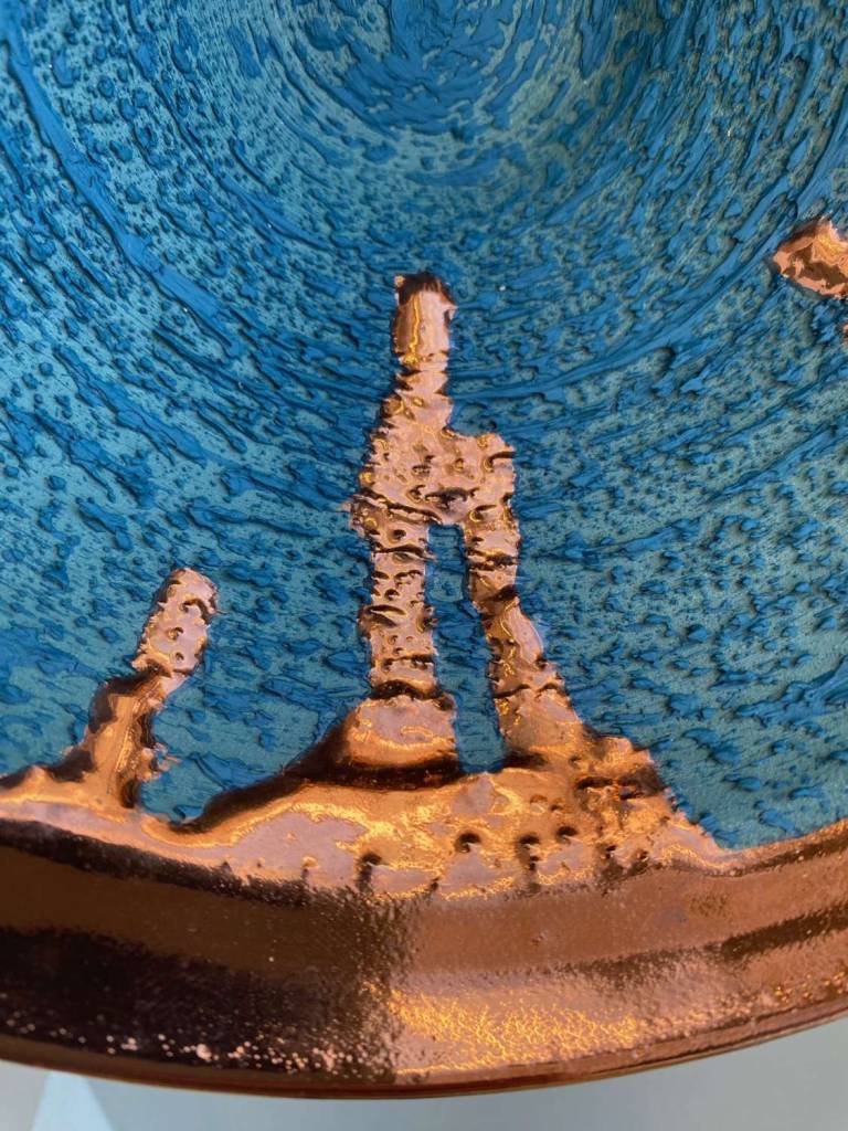 Emerald textured Dish with copper lustre - Alex McCarthy