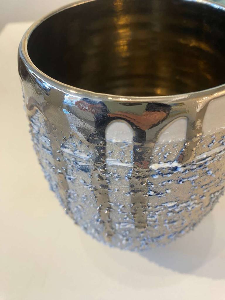 Textured Vase with Platinum Lustre Interior - Alex McCarthy