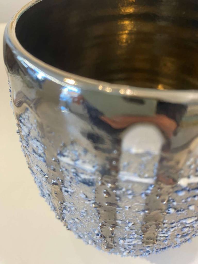 Textured Vase with Platinum Lustre Interior - Alex McCarthy