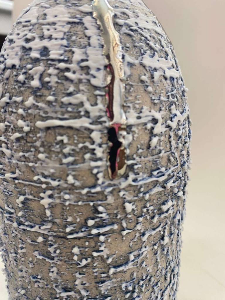 Textured Long Vase with Platinum Lustre - Alex McCarthy