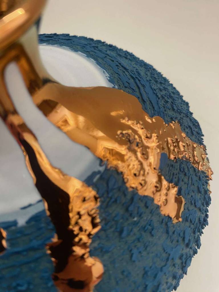 Emerald textured Dish with copper lustre - Alex McCarthy
