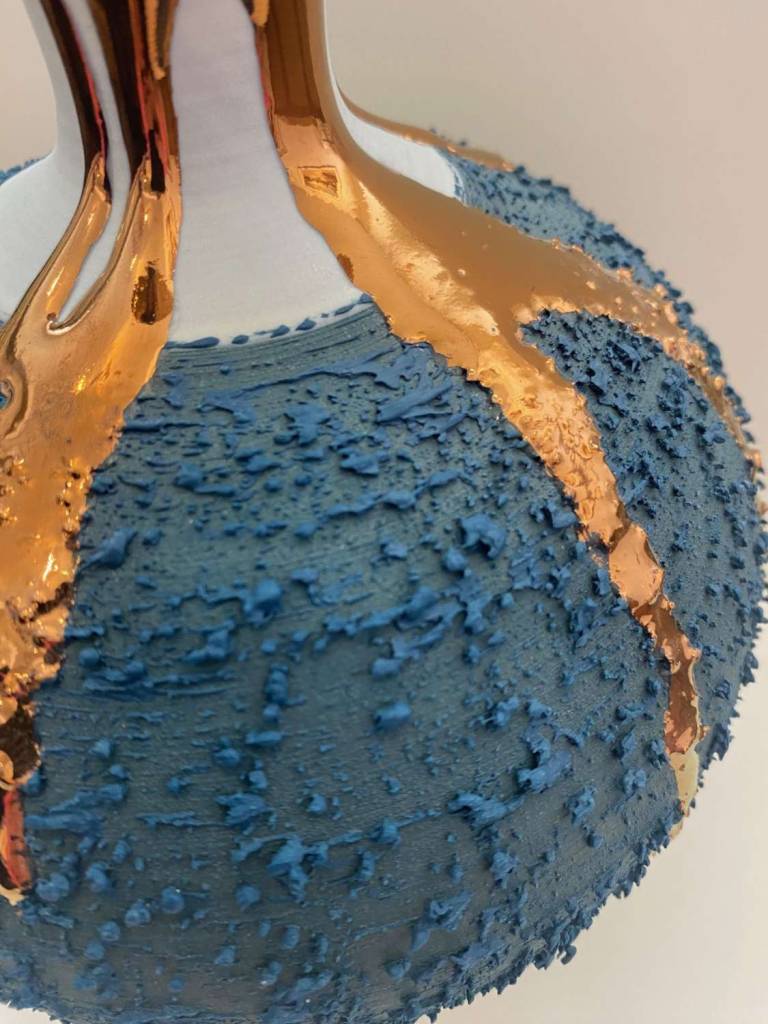 Emerald Textured Vase with Copper Lustre - Alex McCarthy