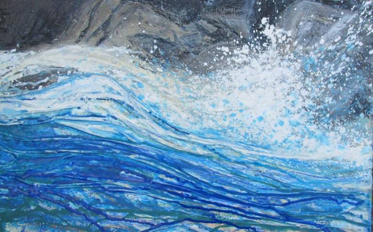 Crashing, Splashing Waves, Dark Rocks - Sally Bassett
