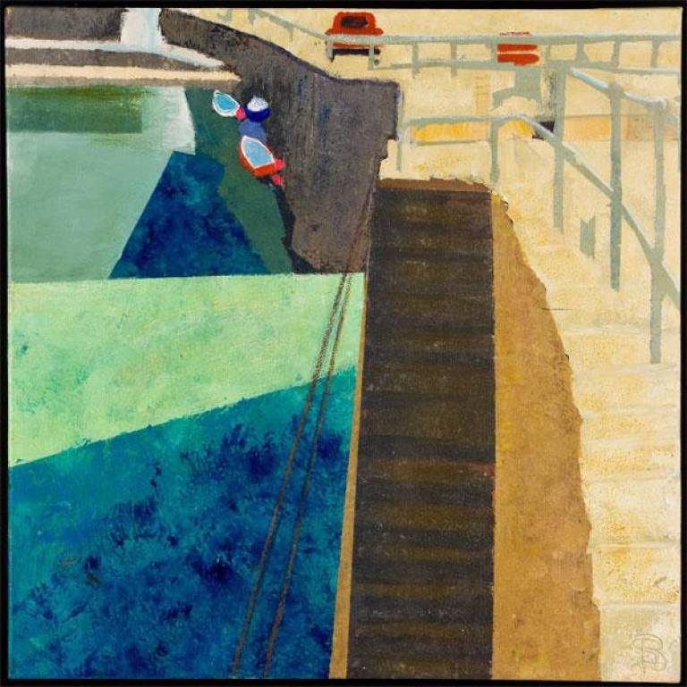 Mousehole Boats at the Harbour Wall - Sally Bassett