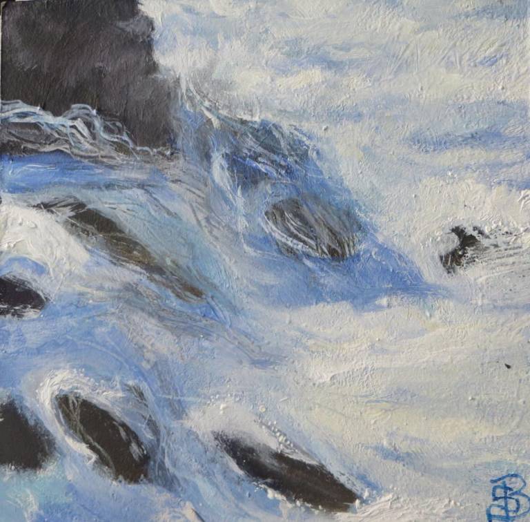 Silver Waves and Spray, Dark Rocks - Sally Bassett