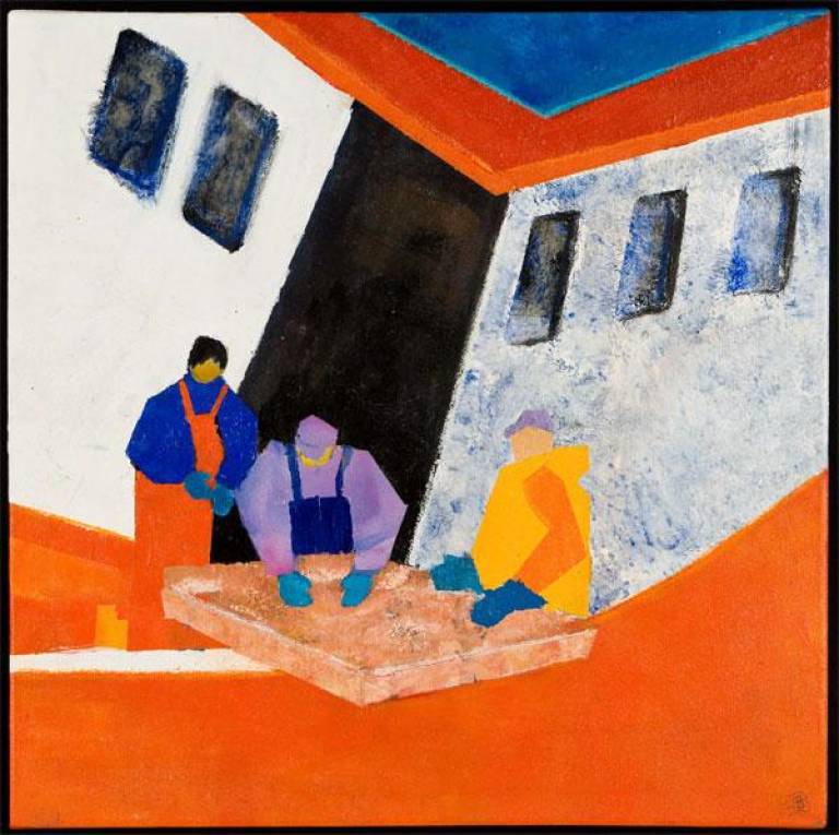 Three Sorting the Shrimp Catch - Sally Bassett