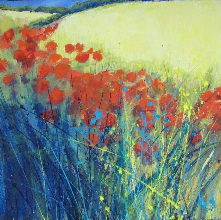 Bright Poppies at the Edge of the Wheat Field. - Sally Bassett