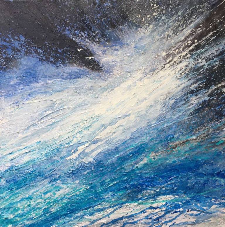 High Seas, and Sunlit Spume and Spray on Dark Rocks. - Sally Bassett