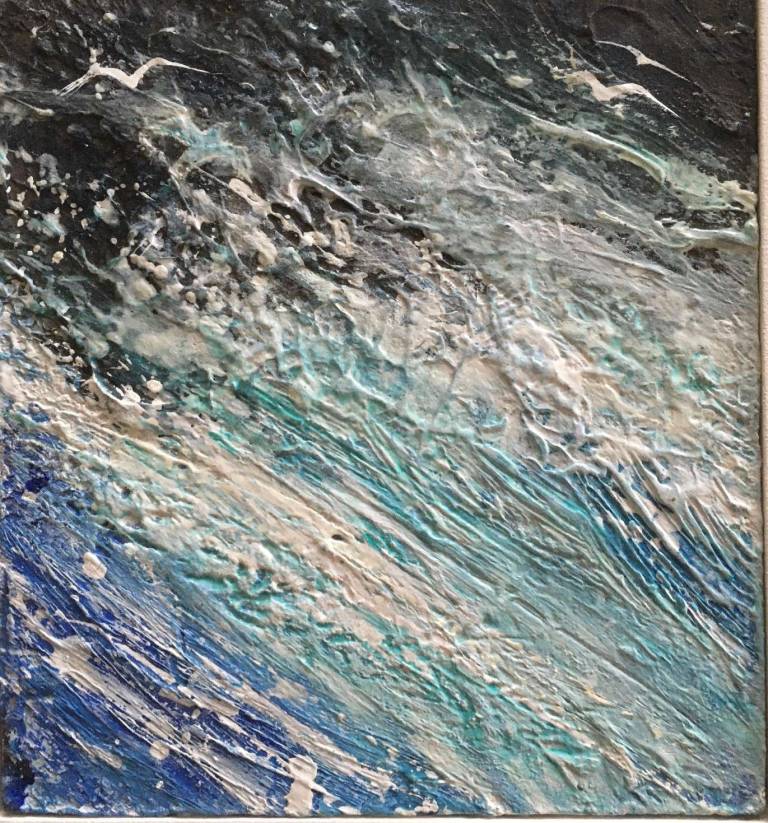 Rough Sea, Seagull in Flight. - Sally Bassett