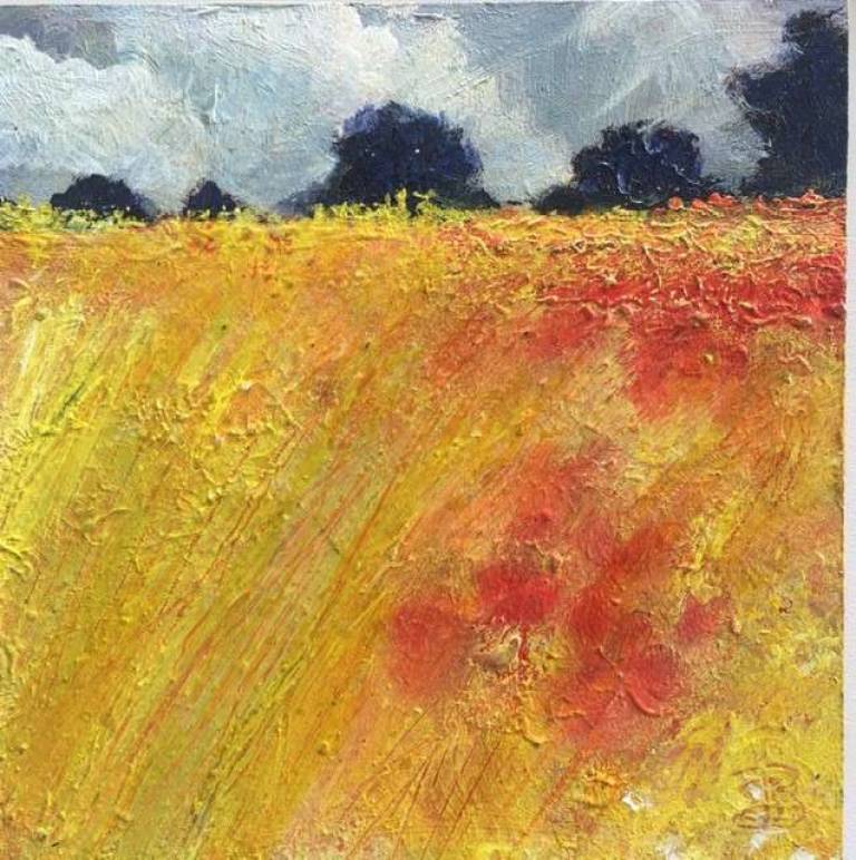 Storm Clouds, Far Trees, Poppy Meadow - Sally Bassett