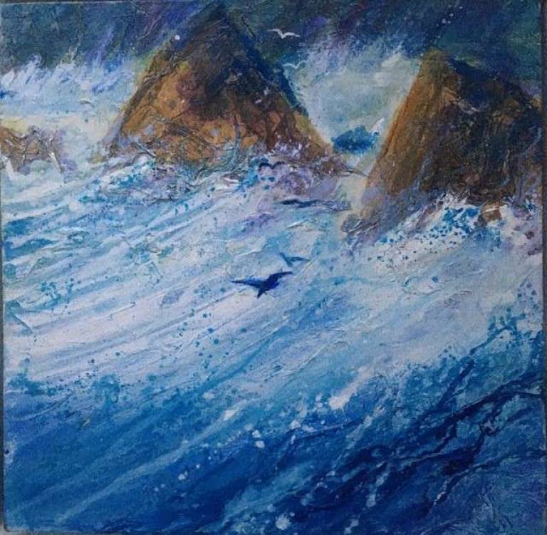 Wild Sea and Seagulls Looking for Tea. - Sally Bassett