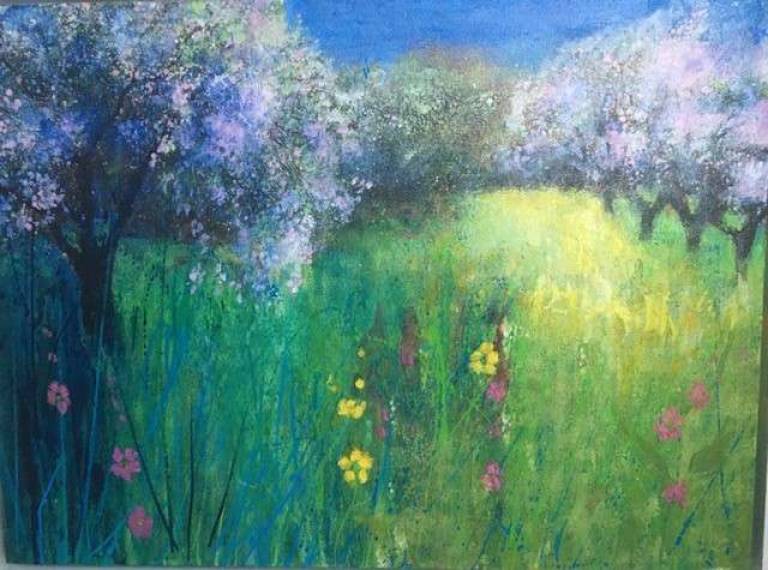 Bright Blossom, Wild Orchard, Pink Petals. - Sally Bassett
