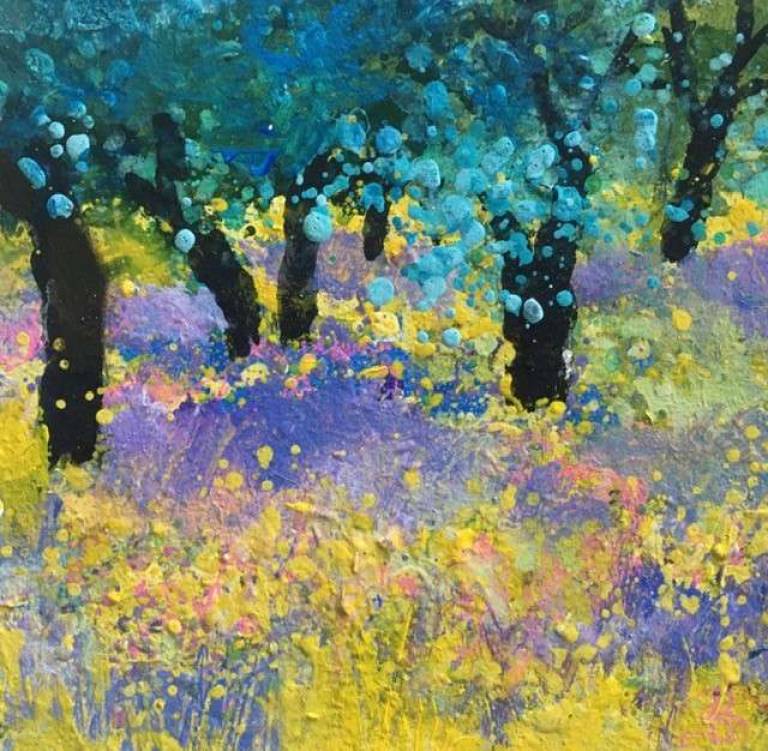 Olive Orchard in a Purple Meadow - Sally Bassett