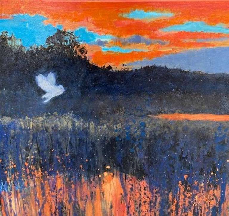 Sunset Blaze  Hooting Owl - Sally Bassett