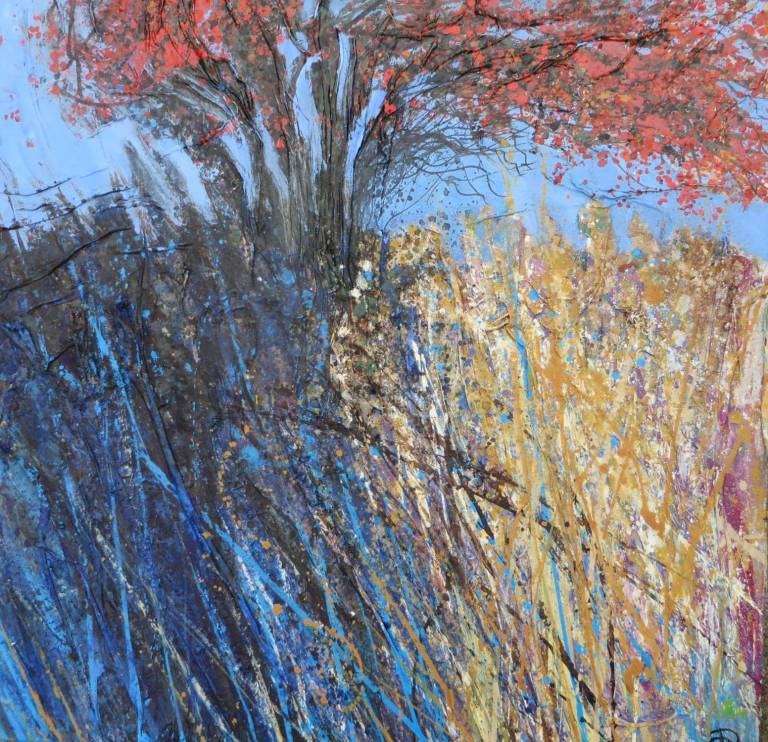 Shiny Red Berries, Tree in the Wind - Sally Bassett