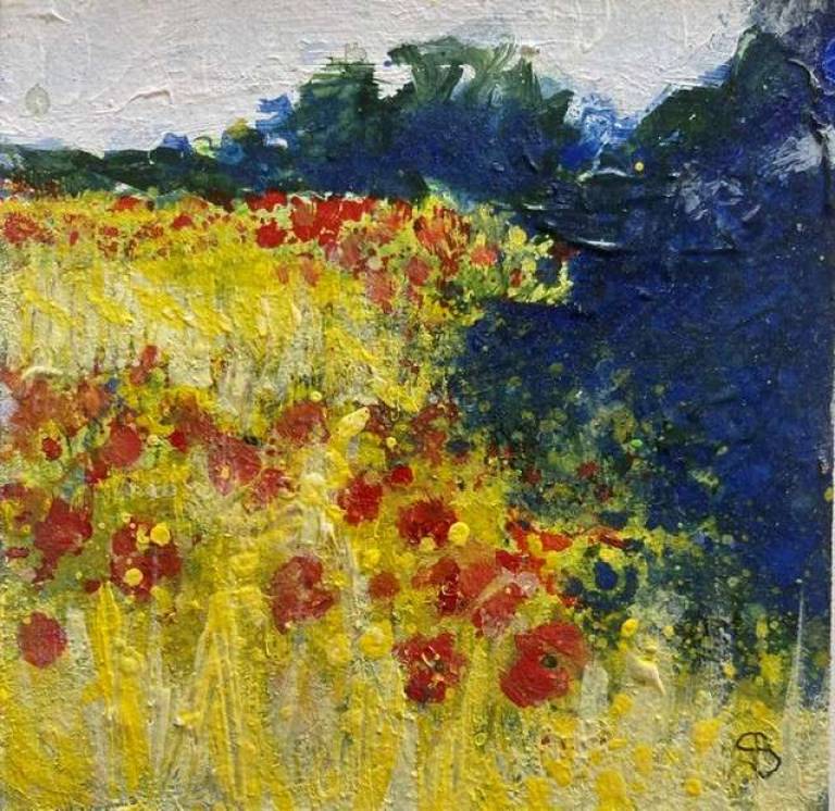 Sunbright Poppies by the Hedge - Sally Bassett
