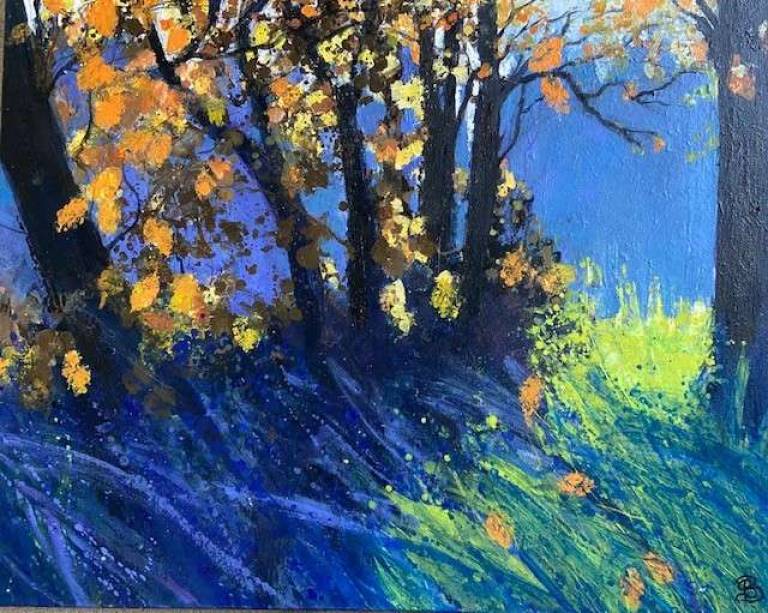 Sun Edged Leaves, Bright Autumn Day - Sally Bassett