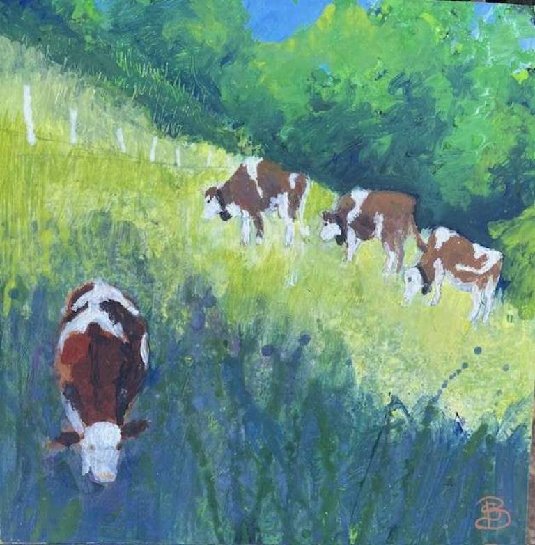 Cows Grazing, Lush Meadow - Sally Bassett