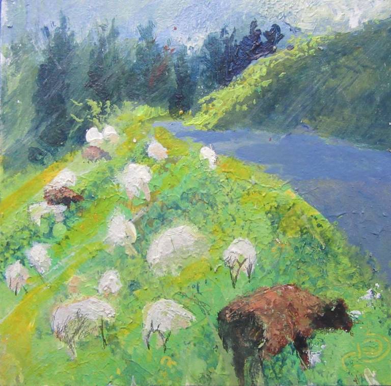 Sheep by the Mountain Road - Sally Bassett