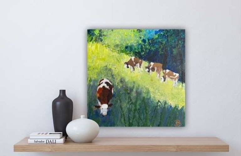 Cows. Room setting 1 - Sally Bassett