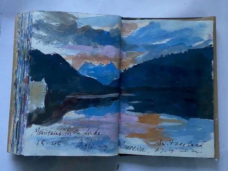 Galerie Alpine. Sketch Pink Sky Reflections. - Sally Bassett