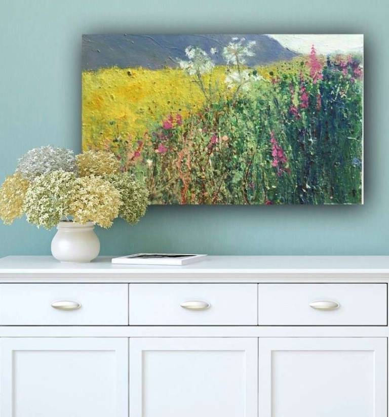 A Riot of Pink Flowers by the Buttercup Meadow - Sally Bassett