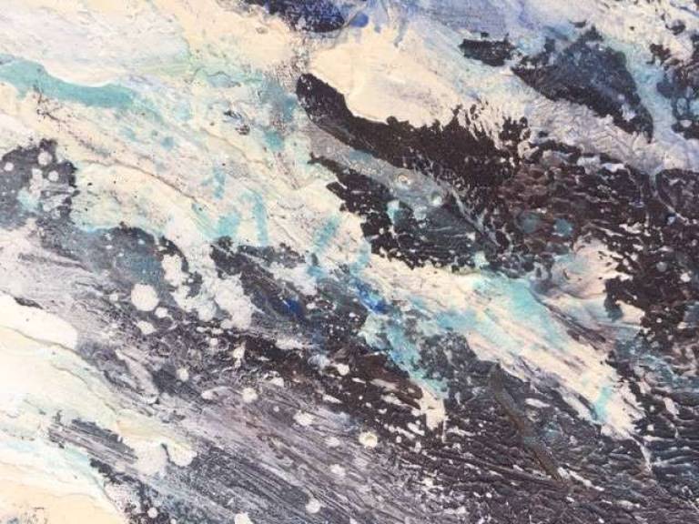Evening Light and Spray on Dark Rocks - Sally Bassett