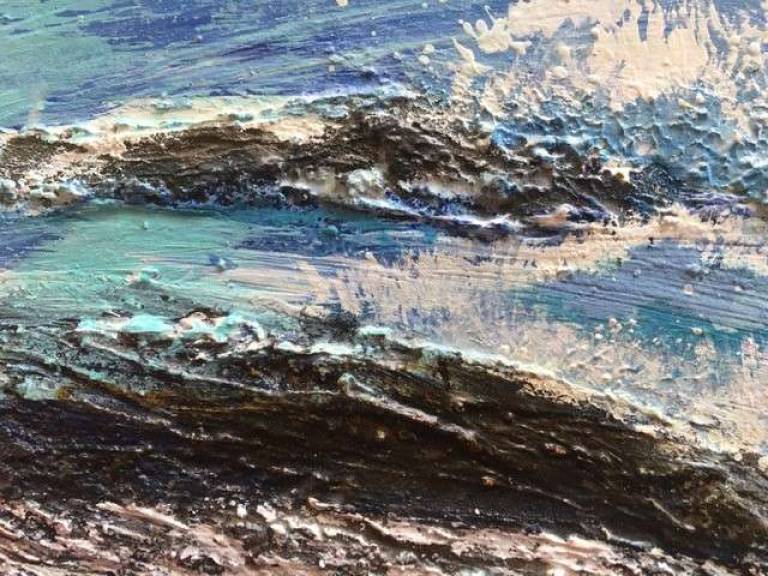 Bright Waves Breaking Over Dark Rocks - Sally Bassett