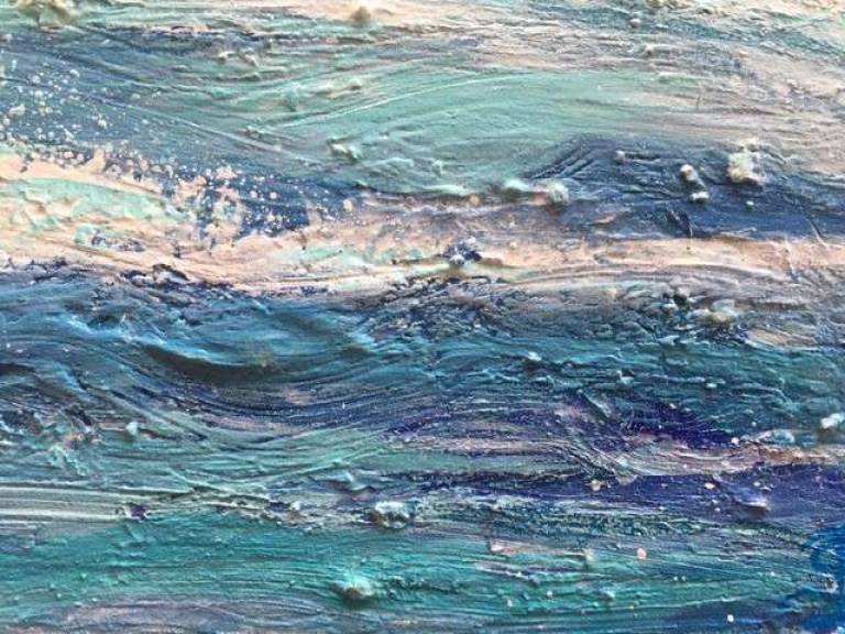 Bright Waves Breaking Over Dark Rocks - Sally Bassett