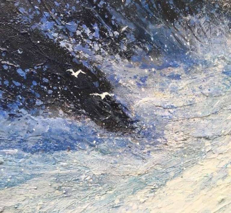 High Seas, and Sunlit Spume and Spray on Dark Rocks. - Sally Bassett
