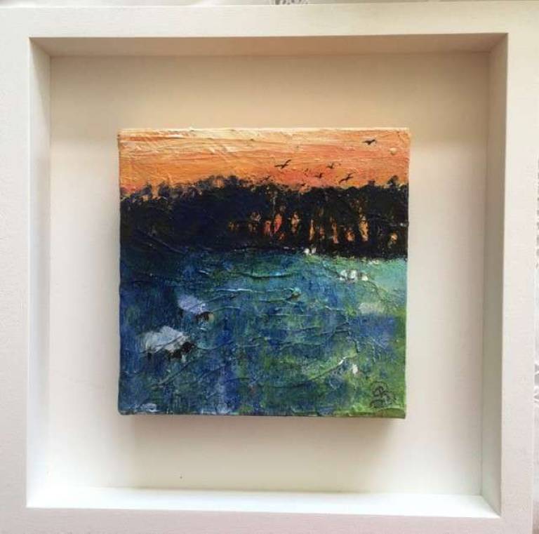 Orange Sundown, Sheep Grazing - Sally Bassett