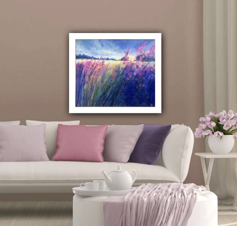 Pink Edged Flowers, Setting Sun Glory. - Sally Bassett