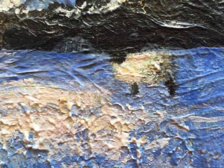 Pink Snow ridges, Blue Shadows, Three Sheep - Sally Bassett