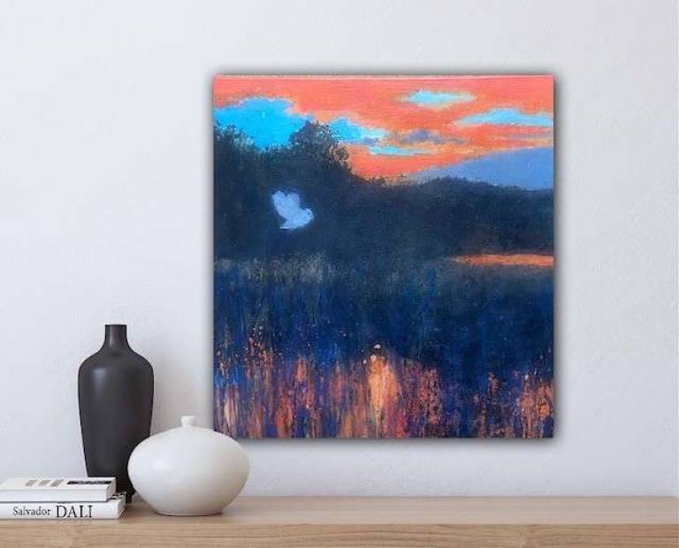 Sunset Blaze  Hooting Owl - Sally Bassett