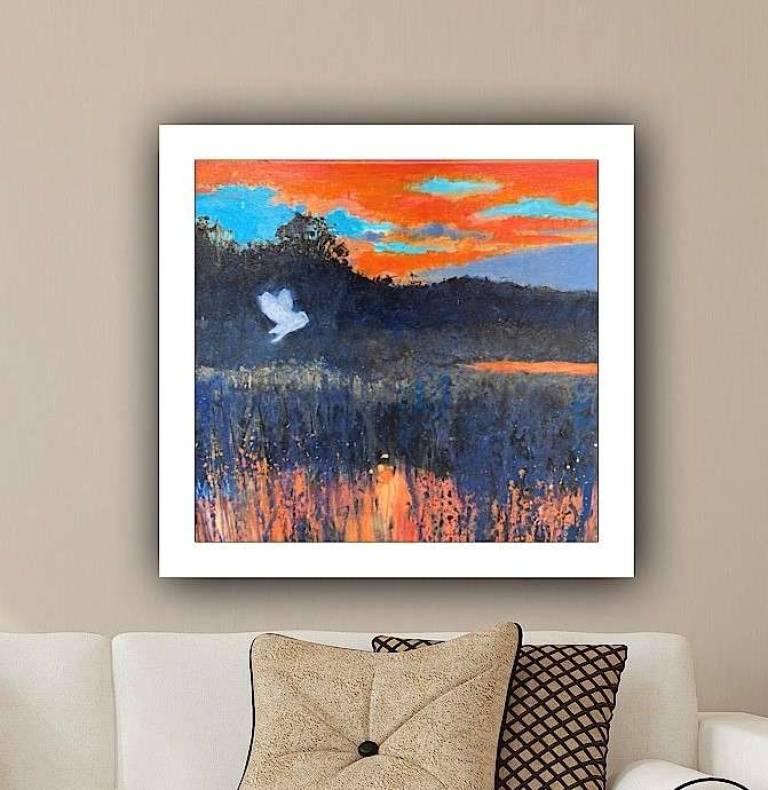 Sunset Blaze  Hooting Owl - Sally Bassett