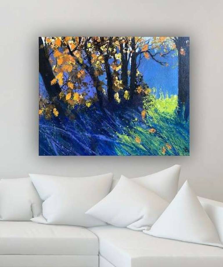 Sun Edged Leaves, Bright Autumn Day - Sally Bassett