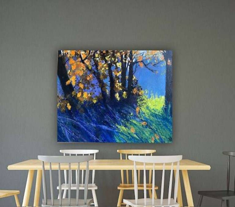 Sun Edged Leaves, Bright Autumn Day - Sally Bassett